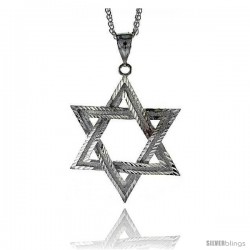Sterling Silver Star of David Pendant, 2 11/16" (69 mm) tall