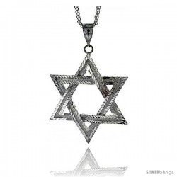 Sterling Silver Star of David Pendant, 2 11/16" (69 mm) tall