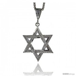 Sterling Silver Star of David Pendant, 2 3/16" (55 mm) tall