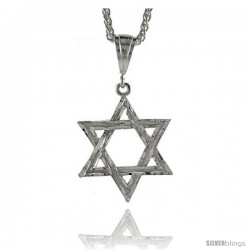 Sterling Silver Star of David Pendant, 1 5/8" (42 mm) tall