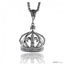 Sterling Silver Crown Pendant, 1 1/2" (38 mm) tall