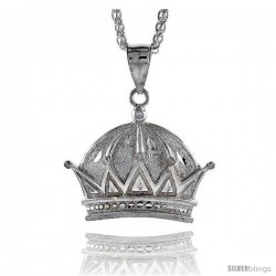 Sterling Silver Crown Pendant, 1 7/16" (36 mm) tall