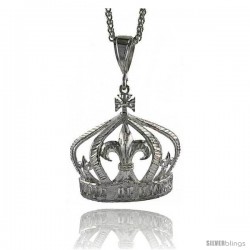 Sterling Silver Crown Pendant, 2" (50 mm) tall