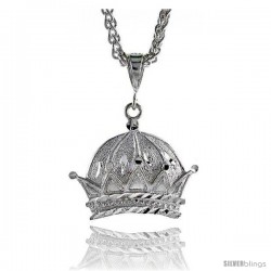 Sterling Silver Crown Pendant, 1" (25 mm) tall