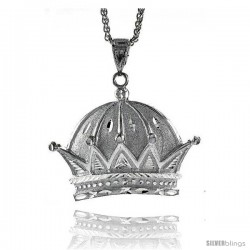 Sterling Silver Crown Pendant, 2 1/8" (54 mm) tall