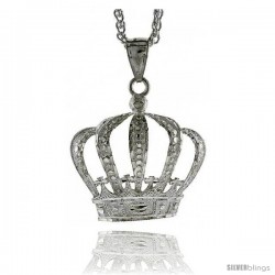 Sterling Silver Crown Pendant, 1 11/16" (43 mm) tall