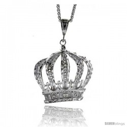 Sterling Silver Crown Pendant, 2 1/2" (63 mm) tall