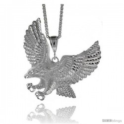 Sterling Silver Eagle Pendant, 3 7/16" (88 mm) tall