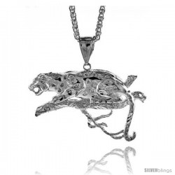 Sterling Silver Panther Pendant, 1 5/8" (41 mm) tall