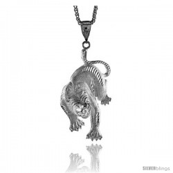 Sterling Silver Panther Pendant, 3" (76 mm) tall