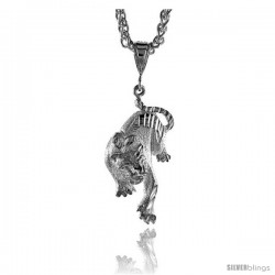 Sterling Silver Panther Pendant, 1 1/2" (38 mm) tall