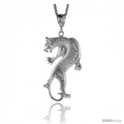 Sterling Silver Panther Pendant, 3 7/16" (88 mm) tall