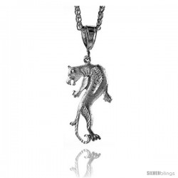 Sterling Silver Panther Pendant, 1 11/16" (43 mm) tall -Style Pq556