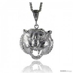 Sterling Silver Lion's Head Pendant, 2" (50 mm) tall