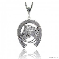 Sterling Silver Horse Pendant, 2 11/16" (68 mm) tall