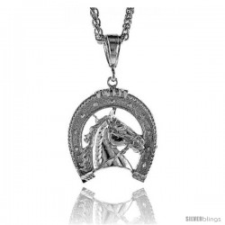 Sterling Silver Horse Pendant, 1 7/16" (36 mm) tall