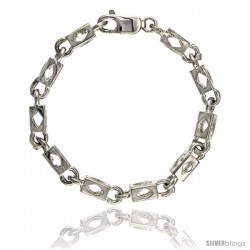 Sterling Silver Rectangular Bullet Chain (Available in Different Lengths), 7/32 in. (5.5 mm) wide