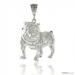 Sterling Silver Bulldog Pendant, 1 15/16" (49 mm) tall