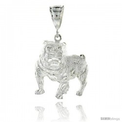 Sterling Silver Bulldog Pendant, 1 1/2" (38 mm) tall