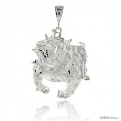 Sterling Silver Bulldog Pendant, 2 15/16" (75 mm) tall