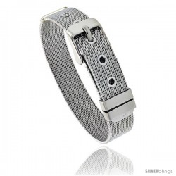 Stainless Steel Belt Buckle Mesh Bracelet, 1/2 in wide, Adjustable 6 in - 7.5 in