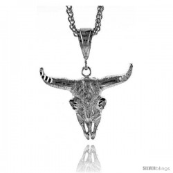 Sterling Silver Ram's Head Pendant, 1 1/2" (38 mm) tall -Style Pq575