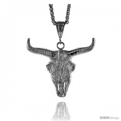 Sterling Silver Ram's Head Pendant, 2 1/4" (57 mm) tall