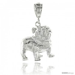 Sterling Silver Small Bulldog Pendant, 1 3/16" (30 mm) tall