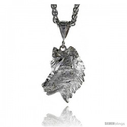 Sterling Silver Small Wolf Pendant, 1 1/4" (32 mm) tall