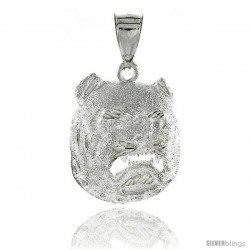 Sterling Silver Bulldog Pendant, 1 1/8" (29 mm) tall