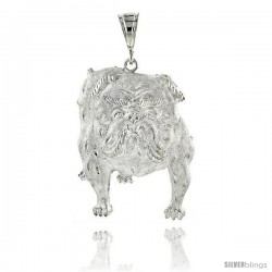 Sterling Silver Bulldog Pendant, 2 3/16" (56 mm) tall