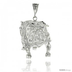 Sterling Silver Bulldog Pendant, 2 15/16" (75 mm) tall -Style Pq590