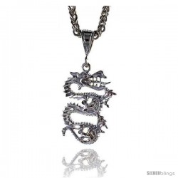 Sterling Silver Dragon Pendant, 3 5/16" (75 mm) tall