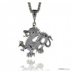 Sterling Silver Dragon Pendant, 1 5/8" (41 mm) tall