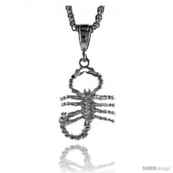 Sterling Silver Scorpio Pendant, 1 1/4" (32 mm) tall