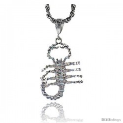 Sterling Silver Scorpio Pendant, 2 1/8" (54 mm) tall