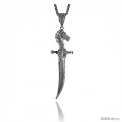 Sterling Silver Sword Pendant, 3 1/2" (89 mm) tall