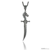 Sterling Silver Sword Pendant, 3 1/2" (89 mm) tall