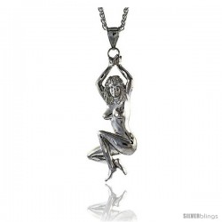 Sterling Silver Woman Pendant, 3 1/8" (80 mm) tall