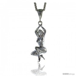 Sterling Silver Woman Pendant, 2 1/4" (57 mm) tall