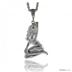 Sterling Silver Woman Pendant, 1 7/8" (48 mm) tall