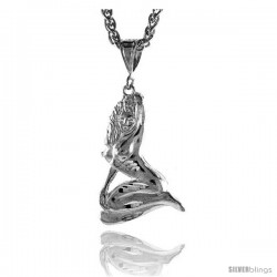 Sterling Silver Woman Pendant, 1 3/8" (35 mm) tall