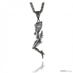 Sterling Silver Woman Pendant, 2 1/4" (57 mm) tall -Style Pq634
