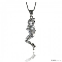 Sterling Silver Woman Pendant, 1 15/16" (48 mm) tall