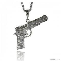 Sterling SilverColt 45 Pistol Pendant, 2 11/16" (69 mm) tall