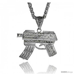 Sterling Silver Small Gun (Uzi) Pendant, 1 (25 mm) tall