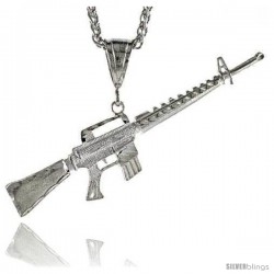 Sterling Silver M-16 Rifle Pendant, 7/8" (22 mm) tall