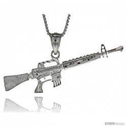 Sterling Silver Small M-16 Rifle Pendant, 7/16" (11 mm) tall