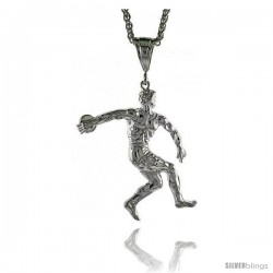 Sterling Silver Discus Thrower Pendant, 2 1/4" (57 mm) tall