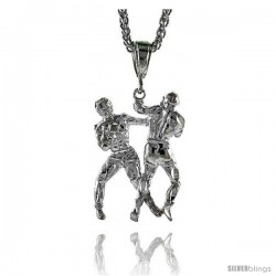 Sterling Silver Boxer Pendant, 1 11/16" (43 mm) tall